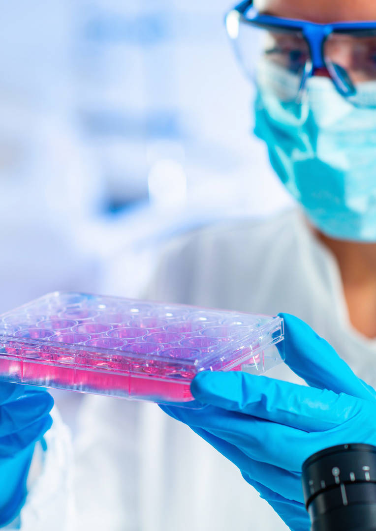 scientist examining samples