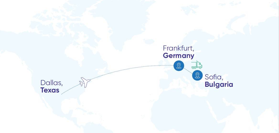 The initial plan involved sending the engine directly from Dallas to Frankfurt, transferring it to Bulgaria, and finalizing customs clearance at the border