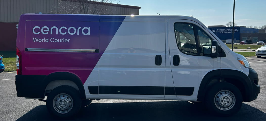 Cencora World Courier van - dry ice transportation